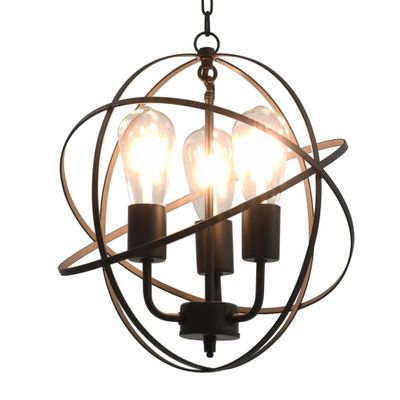 vidaXL Závesná lampa čierna okrúhla 3 x E27 žiarovky