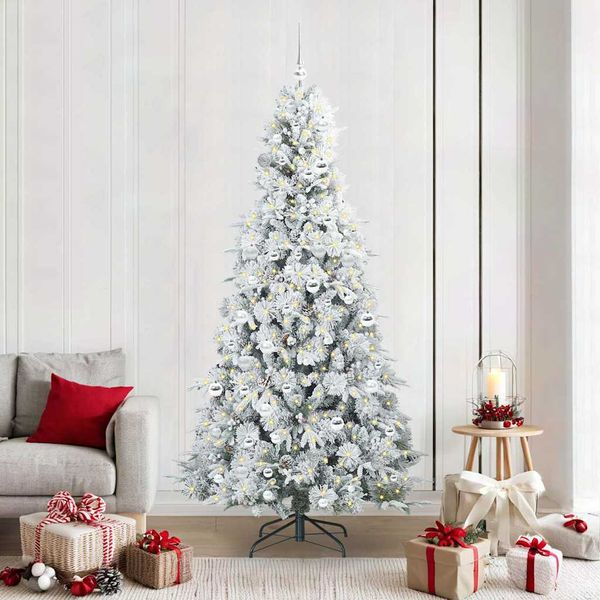 vidaXL Umelý Sklápací Vianočný Stromček Biela 210 cm PE a PVC