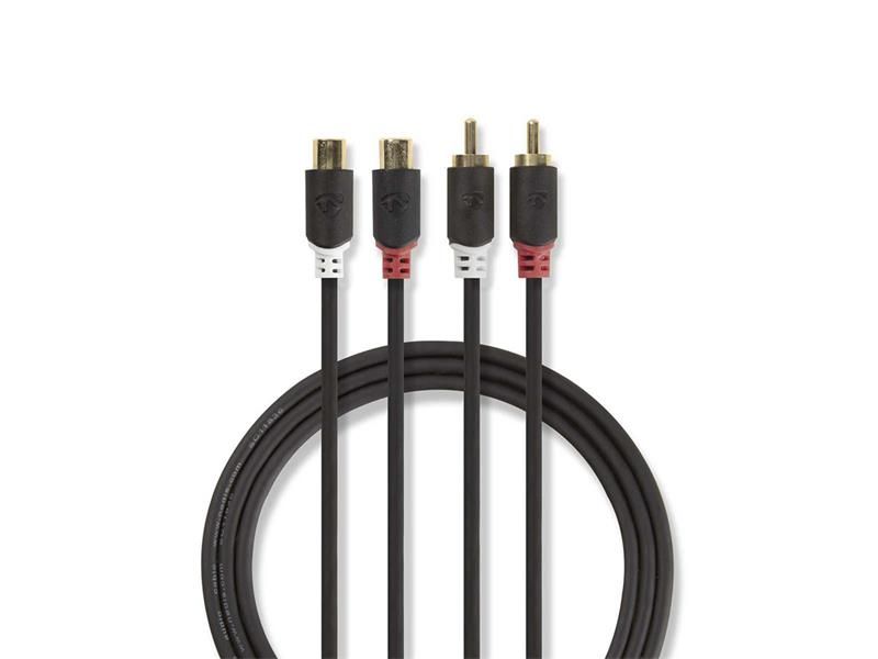 Kábel 2x Cinch konektor/2x Cinch zdierka 2m NEDIS CABW24205AT20