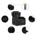 vidaXL Elektrické zdvíhacie masážne sklápacie kreslo čierne umelá koža