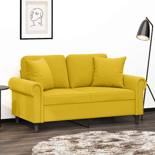 vidaXL 2-miestna pohovka s vankúšikmi žltá 120 cm zamat
