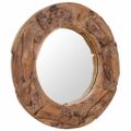 vidaXL Dekoratívne zrkadlo z teakového dreva, 80 cm, okrúhle