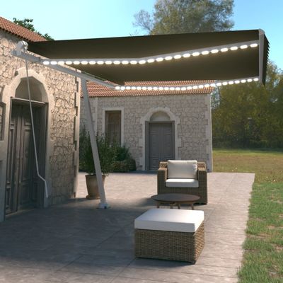 vidaXL Ručne zaťahovacia markíza s LED 450x350 cm antracitová