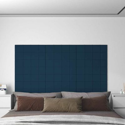 vidaXL Nástenné panely 12 ks modré 60x15 cm zamat 1,08 m²