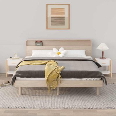 vidaXL Nočné stolíky 2 ks biele 42x38x45 cm spracované drevo