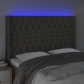vidaXL Čelo postele s LED sivohnedé 163x16x118/128 cm látka