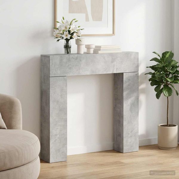 vidaXL Rám krbu Betónovo sivá 102 x 18 x 100,5 cm Kompozitné drevo