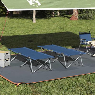 vidaXL Skladacia kempingová posteľ 2 pcs Modrá 194 x 62,5 x 42,5 cm