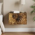 vidaXL Nástenná nočná skrinka so zásuvkou Dymový dub 33 x 34,5 x 20 cm