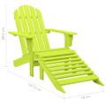 vidaXL Záhradná stolička Adirondack s otomanom jedľový masív zelená