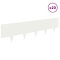 vidaXL Obrubník trávnika 20 ks 100 x 25 cm Oceľ Biela