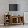 vidaXL TV skrinka dymový dub 100x35x55 cm spracované drevo
