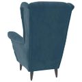 vidaXL Kreslo wingback s podnožkou modré zamatové