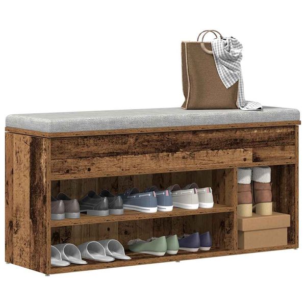vidaXL Lavička na topánky Old Wood 102x30,5x45 cm Engineered Wood