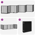 vidaXL Brána pre psa dvere sklad. 8-panel. čierna 640cm topoľové drevo