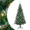 vidaXL Umelý predsvietený vianočný stromček Zelená 240 cm PVC a kov