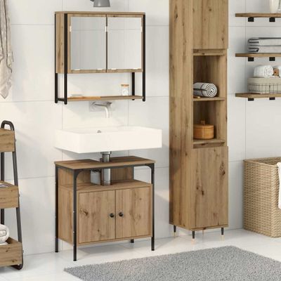 vidaXL Sada kúpeľňového nábytku Nástenný 2 pcs Hnedá Kompozitné drevo