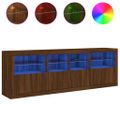 vidaXL Komoda s LED svetlami hnedý dub 202x37x67 cm
