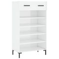 vidaXL Botník lesklý biely 60x35x105 cm spracované drevo
