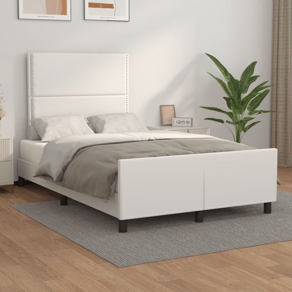 vidaXL Posteľ bez matraca biela 120x190 cm umelá koža
