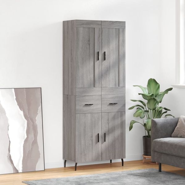 vidaXL Vysoká skrinka sivý dub sonoma 69,5x34x180 cm spracované drevo