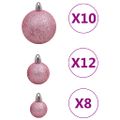 vidaXL 111-dielna sada vianočných ozdôb ružová polystyrén