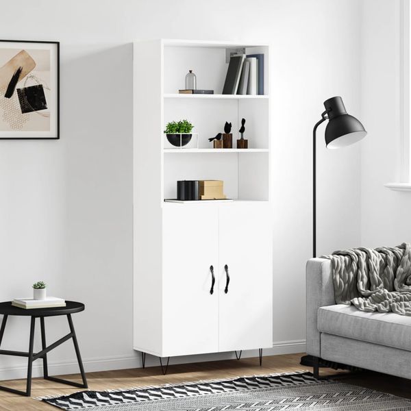 vidaXL Vysoká skrinka biela 69,5x34x180 cm spracované drevo
