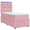 vidaXL LED boxspring posteľ s matracom Ružová 90 x 190 cm Zamat