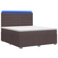 vidaXL LED boxspring posteľ s matracom Tmavohnedá 140 x 200 cm Látka