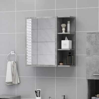 vidaXL Skrinka so zrkadlom, betónová 62,5x20,5x64 cm, kompozitné drevo