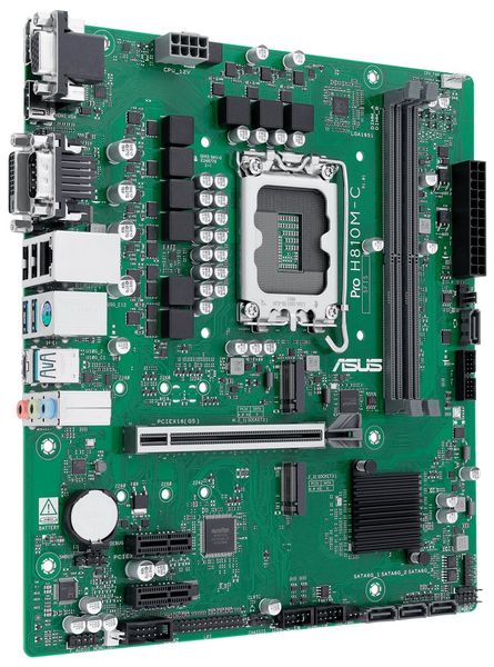 ASUS PRO H810M-C-CSM Základná doska, Intel H810, LGA1851, 2× DDR5 DIMM (max. 128GB), 2× M.2, HDMI, DisplayPort, VGA, DVI-D, USB-C, mATX