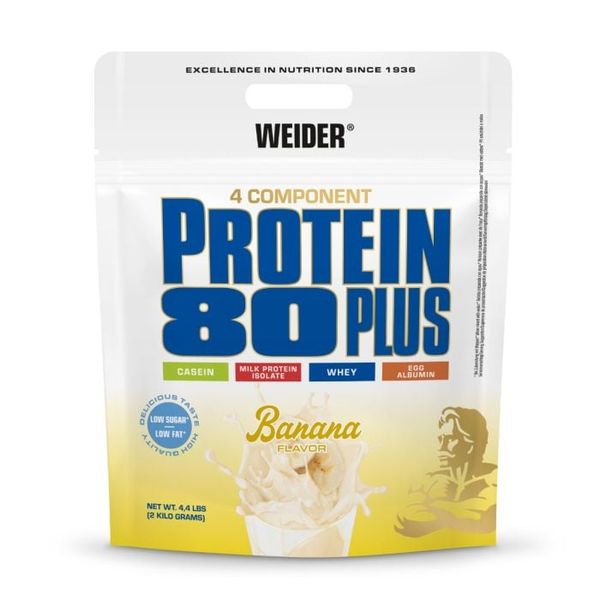 Proteín 80 Plus - Weider, banán, 2000 g