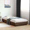 vidaXL Posteľný rám s LED svetlami hnedý dub 100x200 cm