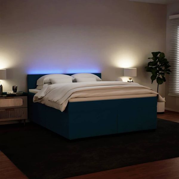 vidaXL Posteľný rám boxsping s matracom modrý 180x200 cm zamat