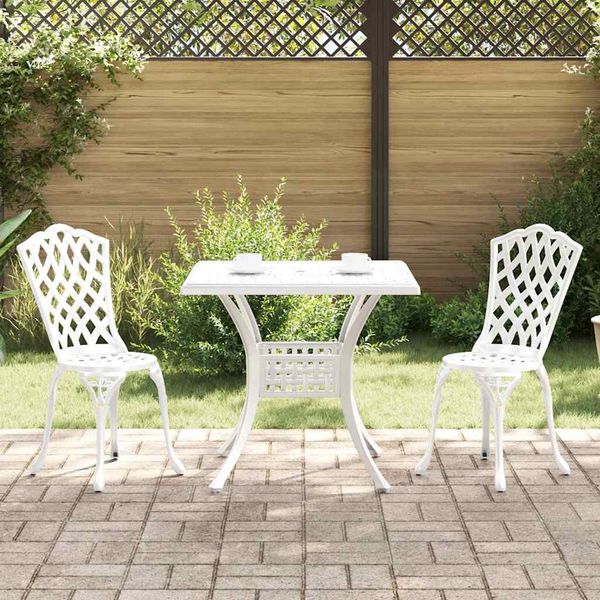 vidaXL Súprava záhradných stolov 3 pcs Biela Liate hliník