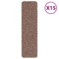 vidaXL Protišmykové schodové rohože 15 ks 75 x 20 cm Hnedá PP