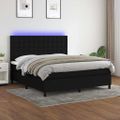 vidaXL Posteľ boxsping s matracom a LED čierna 160x200 cm látka