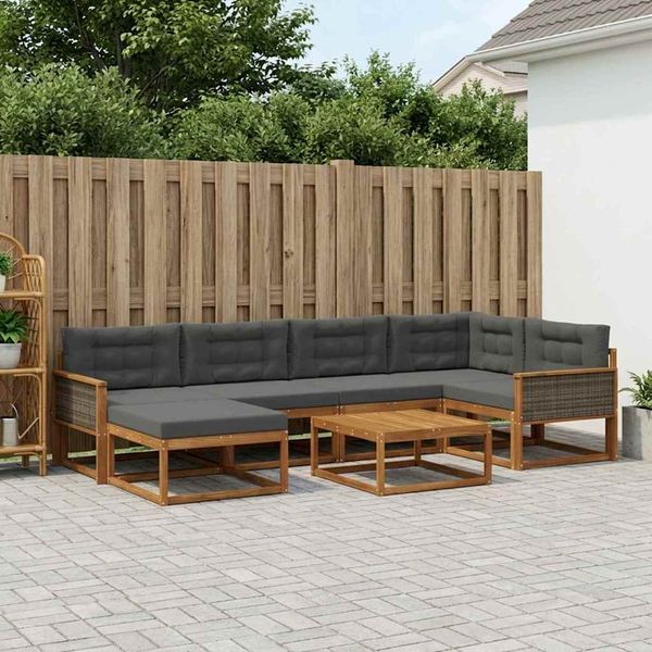 vidaXL Záhradná súprava gaučov s vankúšom 7 pcs Prírodná a antracitová