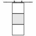 vidaXL Posuvné dvere s kovaním čierne 76x205 cm tvrdené sklo