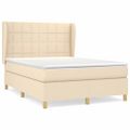 vidaXL Posteľný rám boxspring s matracom krémový 140x200 cm látka
