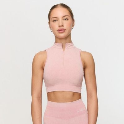 Bezšvová športová podprsenka Fierce Baby Pink - GymBeam, veľkosť L