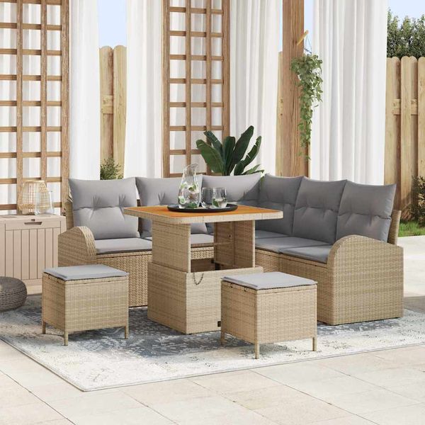 vidaXL Súprava záhradných pohoviek 8 pcs Beige a svetlo šedá