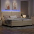 vidaXL LED box s pružinami s čelnou doskou Krémová 200 x 200 cm látka