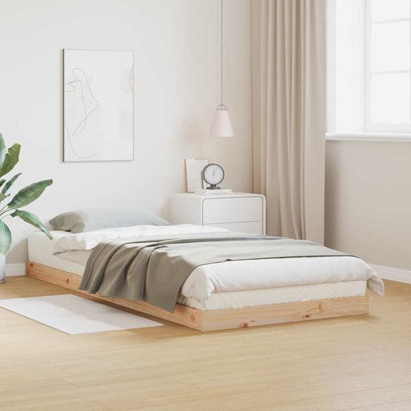 vidaXL Posteľový rám Prírodná 100 x 220 cm Masívne borovicové drevo