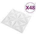 vidaXL Nástenné panely 48 ks 50 x 50 cm Origami Biele XPS Pena