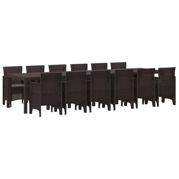 vidaXL Záhradný jedálenský set 13 pcs Hnedá Polt ratan
