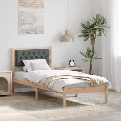 vidaXL Rám postele Tmavo šedá 90 x 200 cm Masívne borovicové drevo