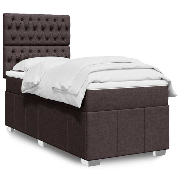 vidaXL Posteľný rám boxsping s matracom hnedý 90x200 cm látka