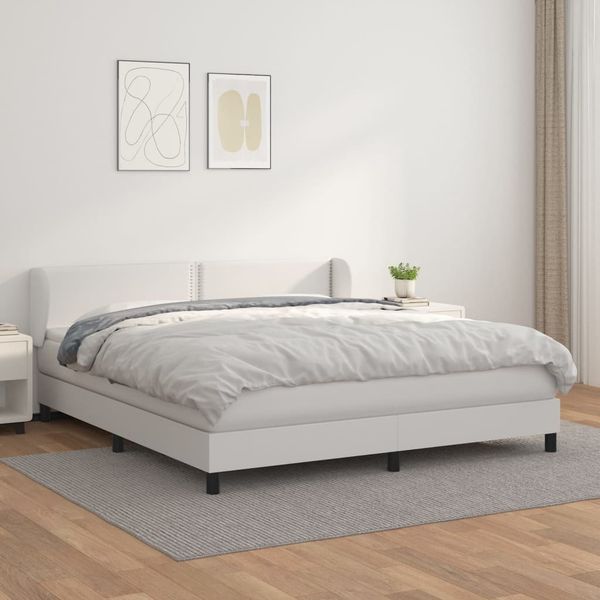 vidaXL Boxspring posteľ s matracom biela 180x200 cm umelá koža