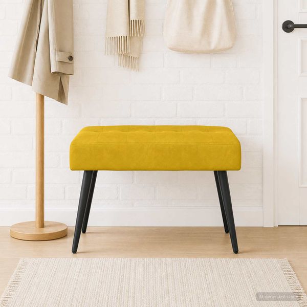 vidaXL Lavica s gombíkovým prešívaním Žltá 60 x 40 x 45 cm Zamat